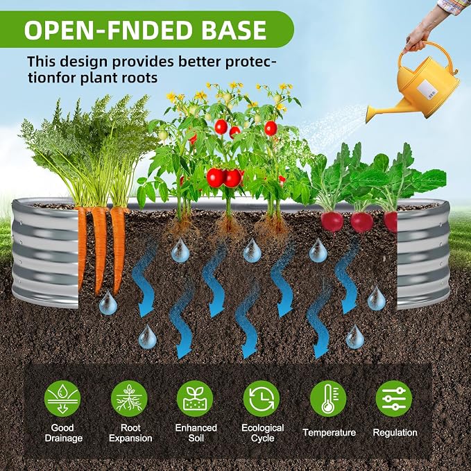 Galvanized Raised Garden Bed, 8x4x1 FT Thickening Planter Boxes Outdoor, Raised Beds for Gardening, Easy Assembly Large Garden Bed for Vegetables, Fruits, Flowers (2-Pack)