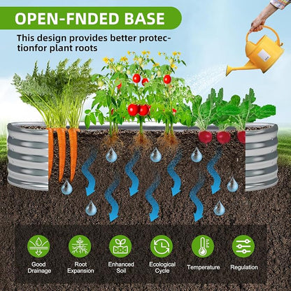 Galvanized Raised Garden Bed, 8x4x1 FT Thickening Planter Boxes Outdoor, Raised Beds for Gardening, Easy Assembly Large Garden Bed for Vegetables, Fruits, Flowers (2-Pack)