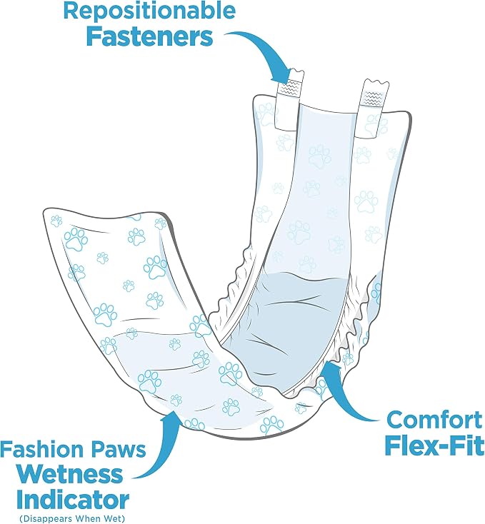 Four Paws Wee-Wee Super Absorbent Disposable Adjustable Dog Potty Training Male Wraps Diapers, Leak-Proof Protection for Puppies and Small Dogs, Medium, 12 Count