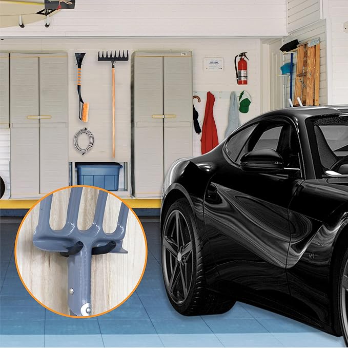 HUHOLE 6 Pack Screw in U Hooks Garage Storage Organizers | Shovel Holders with 30 lb Capacity for Garden Tools, Power Equipment, Rakes, Weed Trimmers, Ladders and Extension Cords