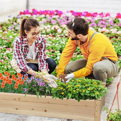 8FT Wooden Raised Garden Bed - Elevated Planter Box for Vegetables, Flowers - Natural Outdoor Planting Kit for Patio, Yard, Backyard