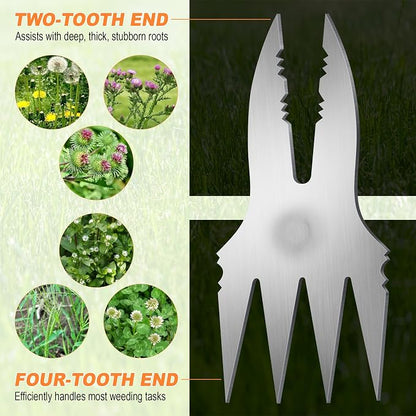 Heavy Duty Hand Weeder Puller Tool, Stainless Steel Root Removal Tools for Deep Roots, Non-Slip Handle Manual Dandelion Remover for Garden, Lawn, Yard Weeding (1Pack-Green)