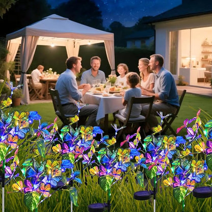 Solar Garden Lights Outdoor Waterproof Solar Lights 2 Pack with New Upgraded 40 LED 18 Butterfly Outdoor Lights for Yard Outside Garden Pathway Decor,Christmas Decorations Gifts for Women Mom