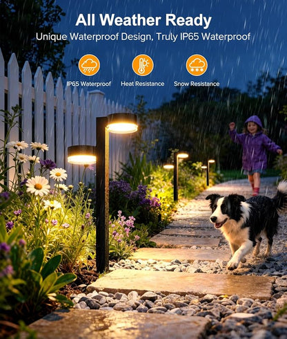 Bright Solar Pathway Lights Outdoor, 6 Pack with 12 Heads Garden Lights Solar Powered Path Lights Up to 15 Hrs, Auto On/Off Waterproof Outdoor Solar Light for Yard Walkway Driveway Patio Lawn