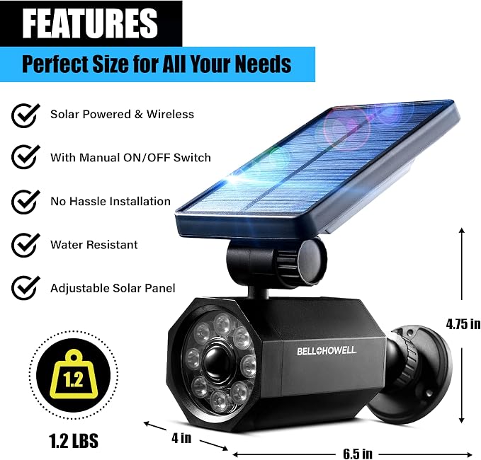 Bell+Howell Bionic Spotlight LED Solar Lights Solar-Powered Spot Light with 25 Feet Motion Sensor Outdoor Waterproof Frost Resistant Yard Outdoor Lighting As Seen On TV (Original, Set of 2)
