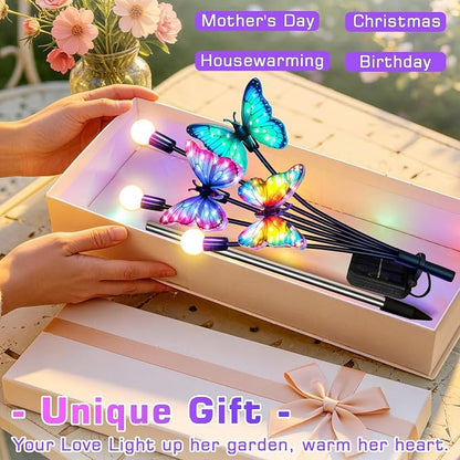 ZFNN Solar Butterfly Lights Outdoor Waterproof 4 Pack, Solar Firefly Garden Lights with Realistic Fluttering Butterfly Effect, Garden Decor for Yard Patio Lawn, Garden Gifts for Mom Women