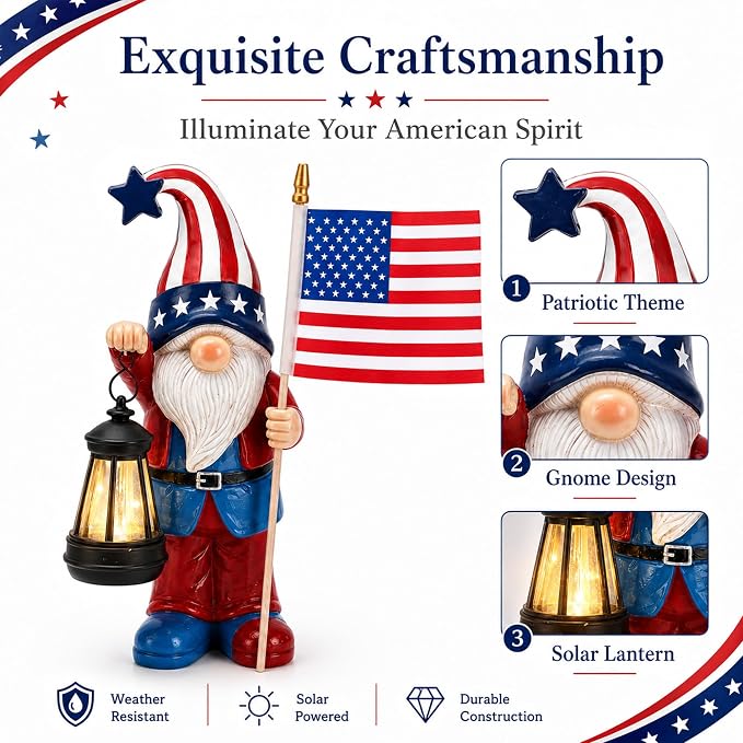 Nacome Solar Gnomes Statues for Garden Decor: Outdoor Sculptures for Clearance Lights for Outside Lawn Ornaments Porch Patio Balcony Yard Home – Birthday Gifts for Mom Grandma Women(12.2 in)