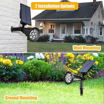 T-SUN Solar Spotlights Outdoor, 7 LED Solar Spotlights Outdoor Waterpoof, Auto Turn Off/ON Solar Landscape Spotlights for Tree, Patio, Yard, Garden, Driveway, Pool Area(Warm White- 2 Pack)