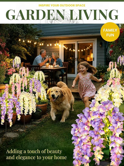 GIGALUMI Solar Lights Outdoor for Garden Decor, 3 Pack Solar Flower Lights Waterproof, 2 Lighting Modes Wisteria for Pathway,Yard, Patio Decoration, Gardening Gifts for Women (Multi-Colored)