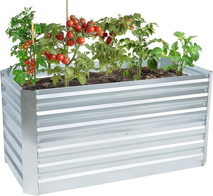 Sunnydaze Galvanized Raised Garden Bed - Outdoor Planter Box for Backyard or Patio - Steel Metal Raised Bed for Gardening Vegetables, Flowers, Herbs - 47 x 23 x 24 in - Silver - Rectangle