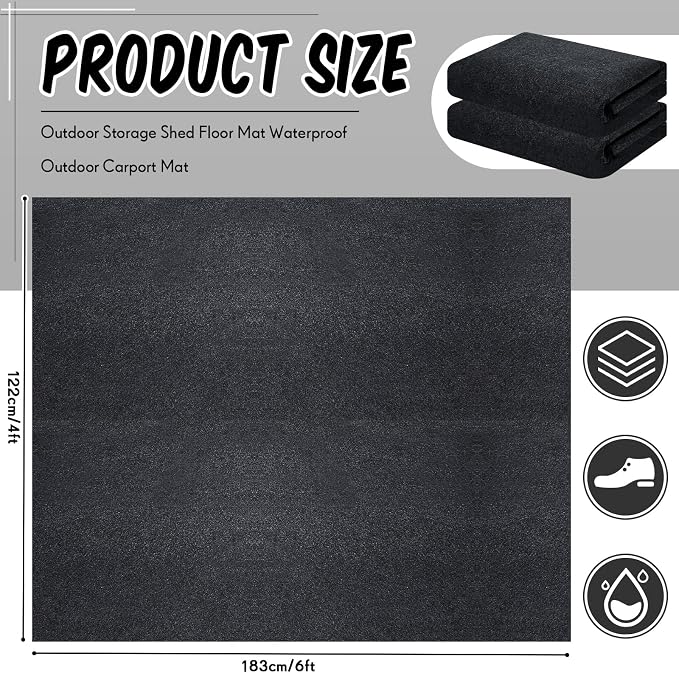 Haull 2 Pcs 6 x 4 ft Outdoor Storage Shed Floor Mat Waterproof Carport Storage shed mat Non Slip Patio Furniture Mat for Protect