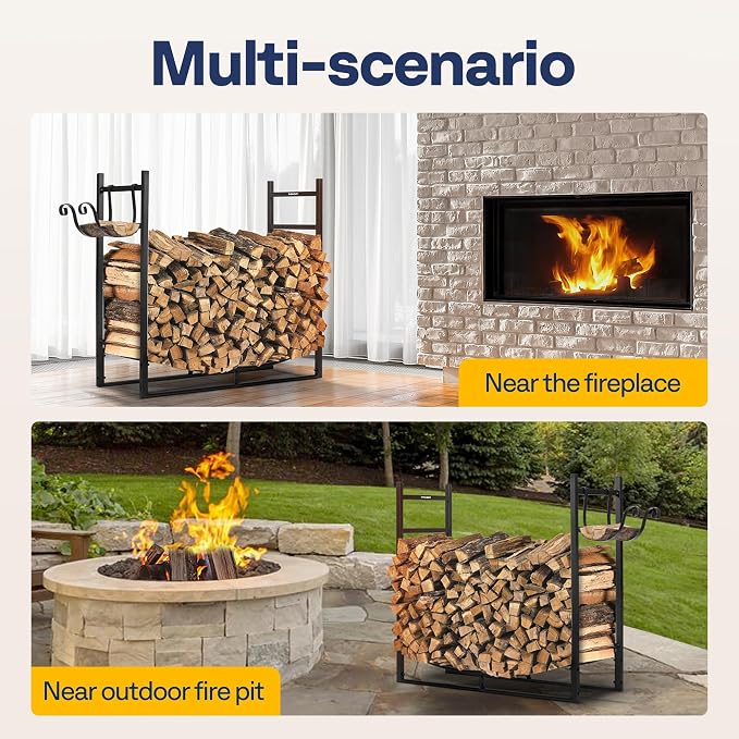 VIVOHOME 3ft Heavy Duty Indoor Outdoor Firewood Storage Log Rack with Kindling Holder