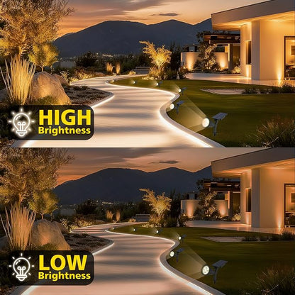 T-SUN Solar Spotlights Outdoor, IP65 Waterproof Dusk to Dawn Solar Lights, Adjustable Solar Lights for Tree, Patio, Yard, Garden, Driveway, Pool Area (Natural White-2Pack)
