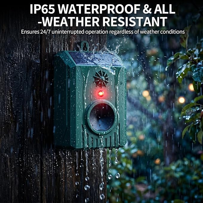 2026 Solar Ultrasonic Bird Repellent Devices Bird Repeller Outdoor Woodpecker Deterrent for House IP65 Waterproof Pigeon Repeller Animal Repellent for Outside Balconies Patio Porch Garden (2)