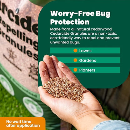 Cedarcide Lawn, Home & Garden Cedar Granules | Repels Fleas, Ants, Spiders & Mosquitoes | Smells Great, Easy to Use | Family & Pet Safe | 2 Bags (16 Lbs)