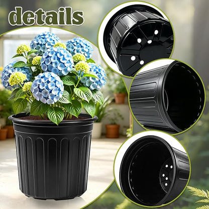 20 Pack 3 Gallon Plant Nursery Pots,Plastic Seedling Pot with Drainage Holes,Large Flexible Garden Flower Plant Container for Indoor Outdoor Plants,Potting,Cuttings,Transplanting,Black
