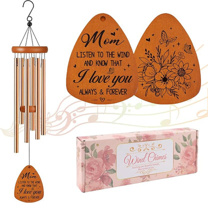 Mom Wind Chime for Outside: Thoughtful Birthday Mother's Day Christmas Thank You Gifts for Mom, Outdoor Metal Wind Chime, Home Garden Patio Yard Decor