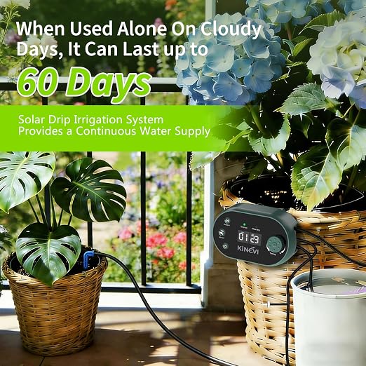 Automatic Plant Waterer Indoor 8W,Self Watering System for 30 Potted Plants, IP54 Waterproof Drip Irrigation System Device Kit,Programmable Water Timer with Smart Humidity Detection