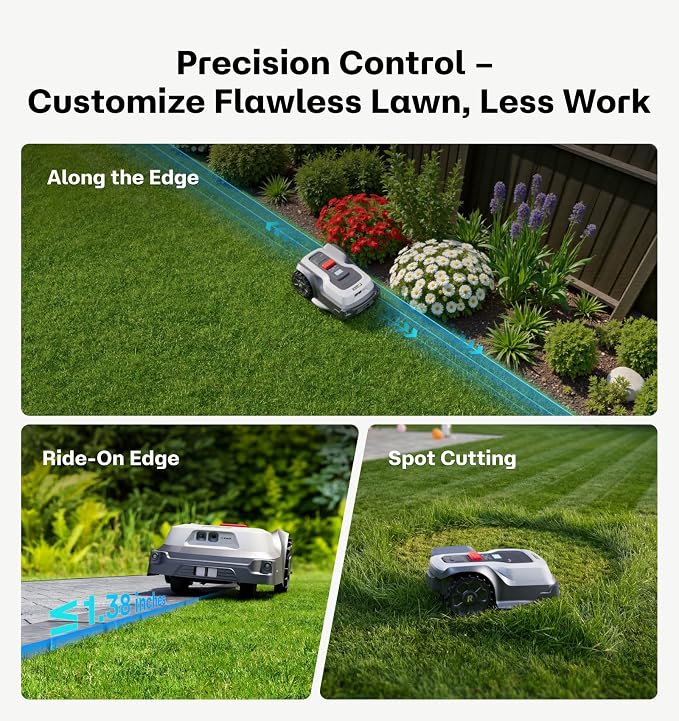 T1200Pro Robot Lawn Mower, RTK+Vision Wire-Free Automatic Robotic Mower for 0.37 Acre, AI Obstacle Avoidance, 1.18"-2.36" Adjustable Cutting Height, Unlimited Multi-Zone Mowing Robotic Mower