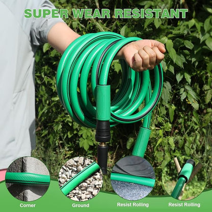 AIODE Garden Hose 5/8" x 15FT Heavy Duty Water Hose Super Flexible All-weather Lawn & Garden Watering Equipment (15FT)