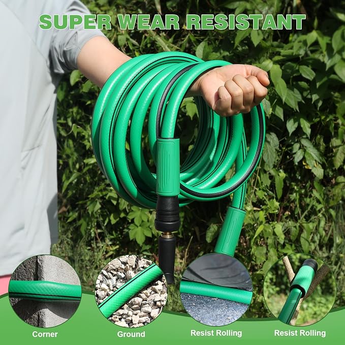 AIODE Garden Hose 5/8" x 25FT Heavy Duty Water Hose Super Flexible All-weather Lawn & Garden Watering Equipment (25FT)