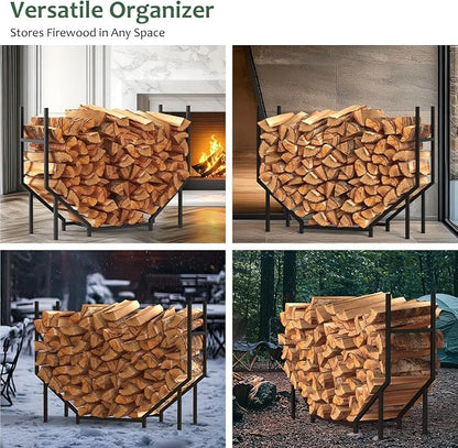 CADUKE 3.2ft Firewood Rack Indoor, Log Holder with 500 LBS Capacity for Fireplace & Backyard Fire Pit, Heavy Duty Metal Wood Racks Outdoor for Firewood