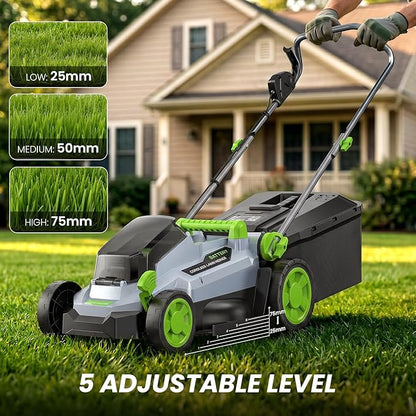 13 Inch Cordless Lawn Mower, 40V Electric Lawnmower for Garden/Patio/Yard | 2 x 20V 4.0Ah Battery, 13 inch Cutting Width, 5 Adjustable Height, 30L Grass Bag, Bagging Mode&Mulching Mode