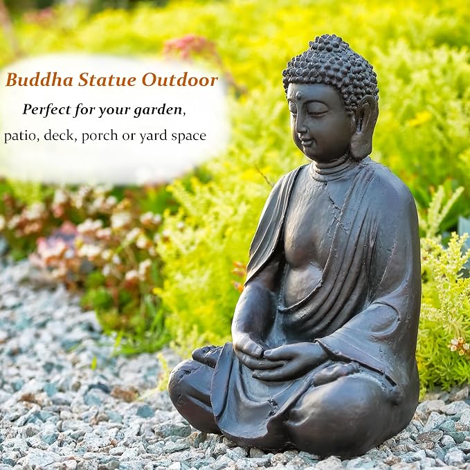 14" Buddha Statue Outdoor, Buddha Statues Home Indoor, Zen Decor Buda Garden