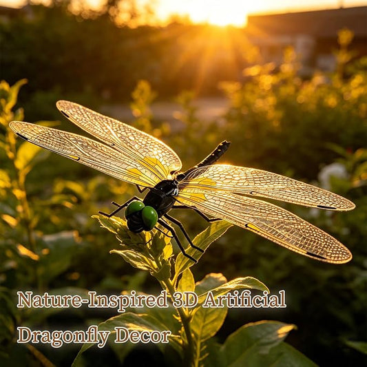 3D Artificial Dragonflies, 12Pcs Vivid Fake Dragonfly Decor Lifelike Dragonfly Clips with Removable Hanging Rope & Safety Pin PVC Dragonfly Ornament Indoor Outdoor Decor for Garden Patio Yard Home
