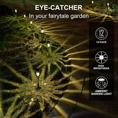 Dream Master Solar Lights Outdoor Waterproof, Stainless Steel LED Landscape Lighting, Solar Garden Lights, Outdoor Christmas Decorations for Yard, Pathway, Walkway, Patio, Lawn - 12Pack(Warm White)