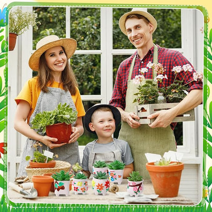 Leitee 18 Pcs Paint Your Own Ceramic Pot Bulk 2.76 in, Ready to Paint Small Pot Mini Succulent Planters Pottery Painting for Summer Classroom Craft Gift DIY Art Activity (Lovely Flowers)