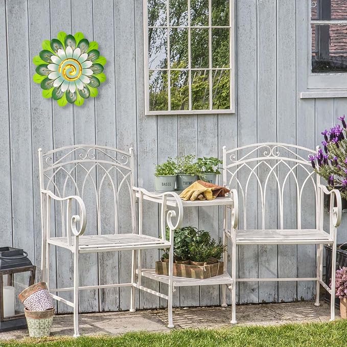 Metal Flowers Wall Decor Indoor Outdoor Metal Wall Art for Home Farmhouse Living Room Bedroom Bathroom Garden Decorations - Green
