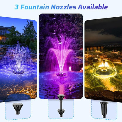 Antfraer Floating Pond Fountain with Remote Control RGB LED Lights, 40W 660GPH Water Pump with 3 Spray Modes, Floating Fountain 27FT Cord & 65.6FT Mooring Line for Garden Ponds, Outdoor Water Features