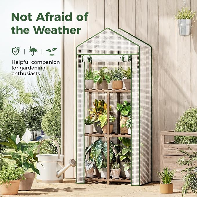 Bamworld Greenhouse 3-Tier Stand with PE Cover for Seedling Gifts for Women