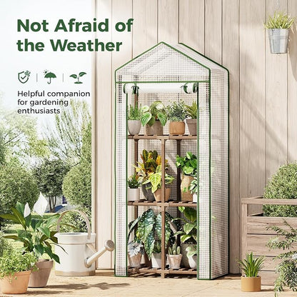 Bamworld Greenhouse 3-Tier Stand with PE Cover for Seedling Gifts for Women
