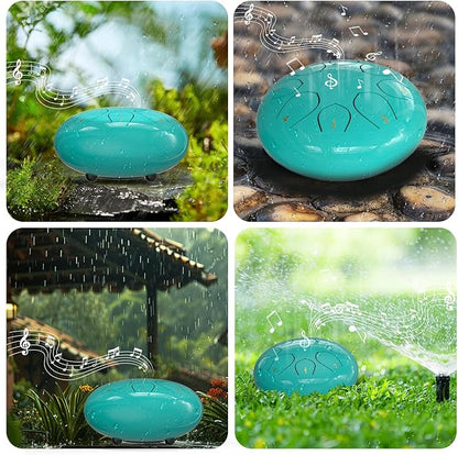 Rain Drum for Outside Garden, 6 Inches 8 Notes Steel Tongue Chakra Drums, Waterproof Meditation Rain Chime, Musical Instruments for Adult Gift with Bag, Music Book, Drum Mallets (Blue)