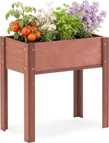 Raised Garden Bed with Legs, 31x16x31'', Outdoor Wood Elevated Planter Box, Thick Legs, w/Liner