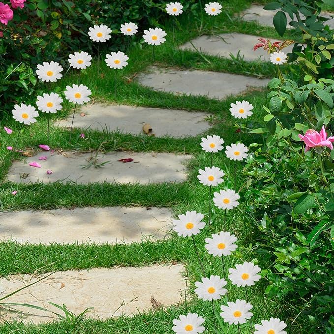Garden Stakes Decor,10Pcs Garden Stakes Decorative Outdoor Lawn Pathway Patio Plant Pot Art Stick Yard Art Decorations for Pot Lawn Patio Corridor Flower Bed Outdoor Plant (Sunflower 10PCS)