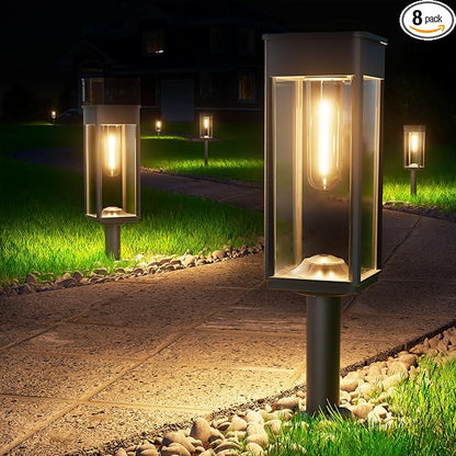 BITPOTT Bright Solar Pathway Lights Outdoor Waterproof IP65, 8 Pack Auto On/Off Solar Outdoor Lights for Path, Yard, Patio, Landscape, Lawn, Walkway, Driveway, Garden Decor Lighting Solar Powered