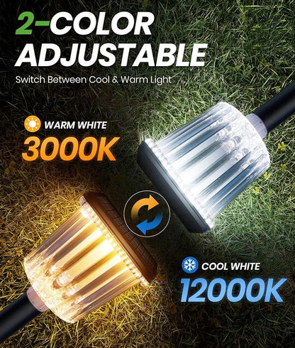 Super Bright Solar Pathway Lights Outdoor Powered 2-Pack,Adjustable Warm&Cool White,Waterproof IP65 Solar Garden Decor Landscape Lighting Outside for Front Yard/Patio/Walkway/Driveway/Lawn/Path Light