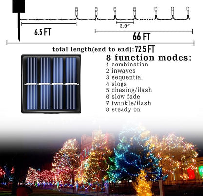 Dazzle Bright 2 Pack Total 400LED 132FT Green Christmas Solar String Outdoor Lights, St. Patrick's Day Solar Powered with 8 Modes Waterproof Fairy Lights for Patio Garden Tree Party Yard Decoration