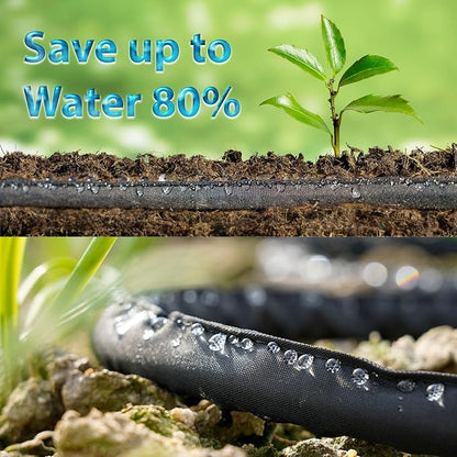 Garden Soaker Hose 25ft Save 70% Water, Leakproof Design Double Layer Drip Sprinkler Hose for Garden Bed