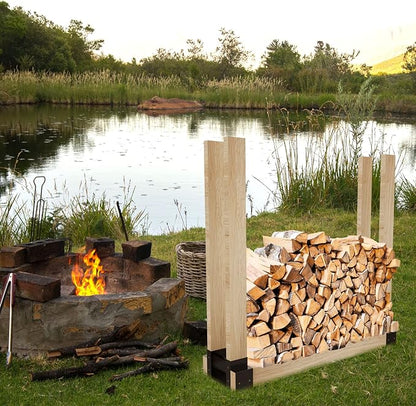 2-Pack Firewood Log Storage Rack Bracket, Adjustable Heavy Duty Powder Coated Steel Holder for DIY Fireplace Wood Storage, Log Holder for Indoor Outdoor
