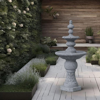 Teamson Home 52.56 in. Outdoor Two-Tier Water Fountain with Realistic ICY Stone Texture for Outdoor Living Spaces Creating a Calming Oasis for Gardens, Landscaping, Patios, Balconies, Lawns, Gray | Realistic ICY Stone Texture, For Gardens, Landscaping,...