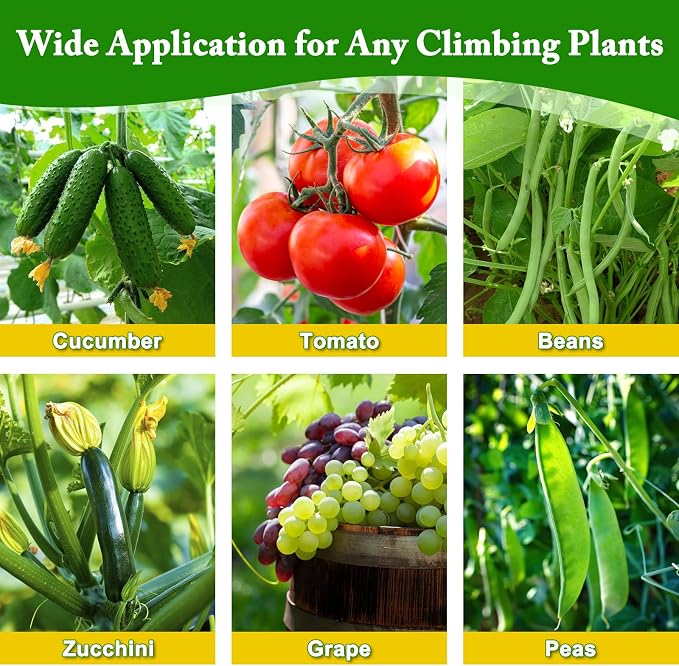48x46 in U-Shape Cucumber Trellis for Climbing Plants Outdoors | Metal Arch Garden Trellis for Raised Garden Bed with Netting, Plant Support Structures for Vegetables, Grape, Tomato, Vines