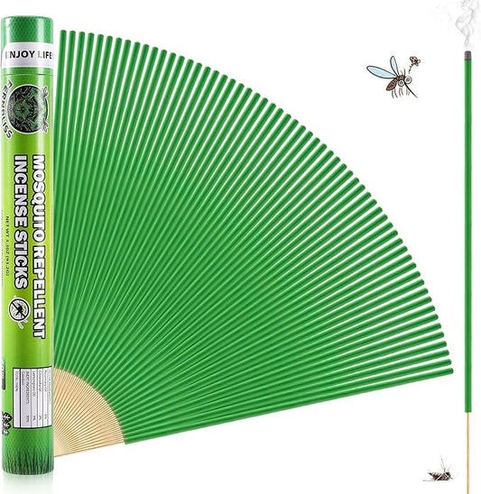 Mosquito Repellent Incense Sticks - 60 Plant-Based Citronella Incense Sticks for Backyard, Travel, Camping, Indoors, and Outdoor Patio