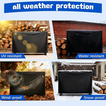 KALINCO 6FT Firewood Rack Cover, Heavy Duty 600D Waterproof Outdoor Firewood Storage Cover with Zipper and Hook Loop Tape (Log Rack not Included)