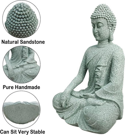 Livelyfish Asian Stone Buddha Figurines for Aquarium Zen Garden Fish Tank Statue Decorations Mini Stone Buddha Zen Garden Sculptures Decor,Gift