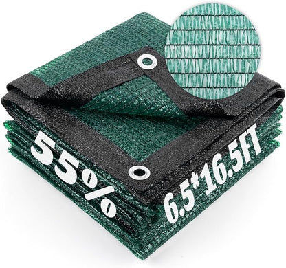 Cool Area 55% Sun Shade Cloth Mesh Tarp with Grommets for Plant Cover 6.5x16.5ft Patio Canopy Garden Pergola Greenhouse Car Barn Kennel Dark Green