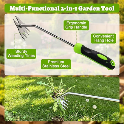 Weed Puller Tool Set, 3-Piece Stainless Steel Garden Weeder Tool Kit, Manual Crack Weeder Crevice Weeding Tool, Hand Weeder Tool for Dandelion, Uprooting Weeding Tools for Garden (Green (3 pcs))